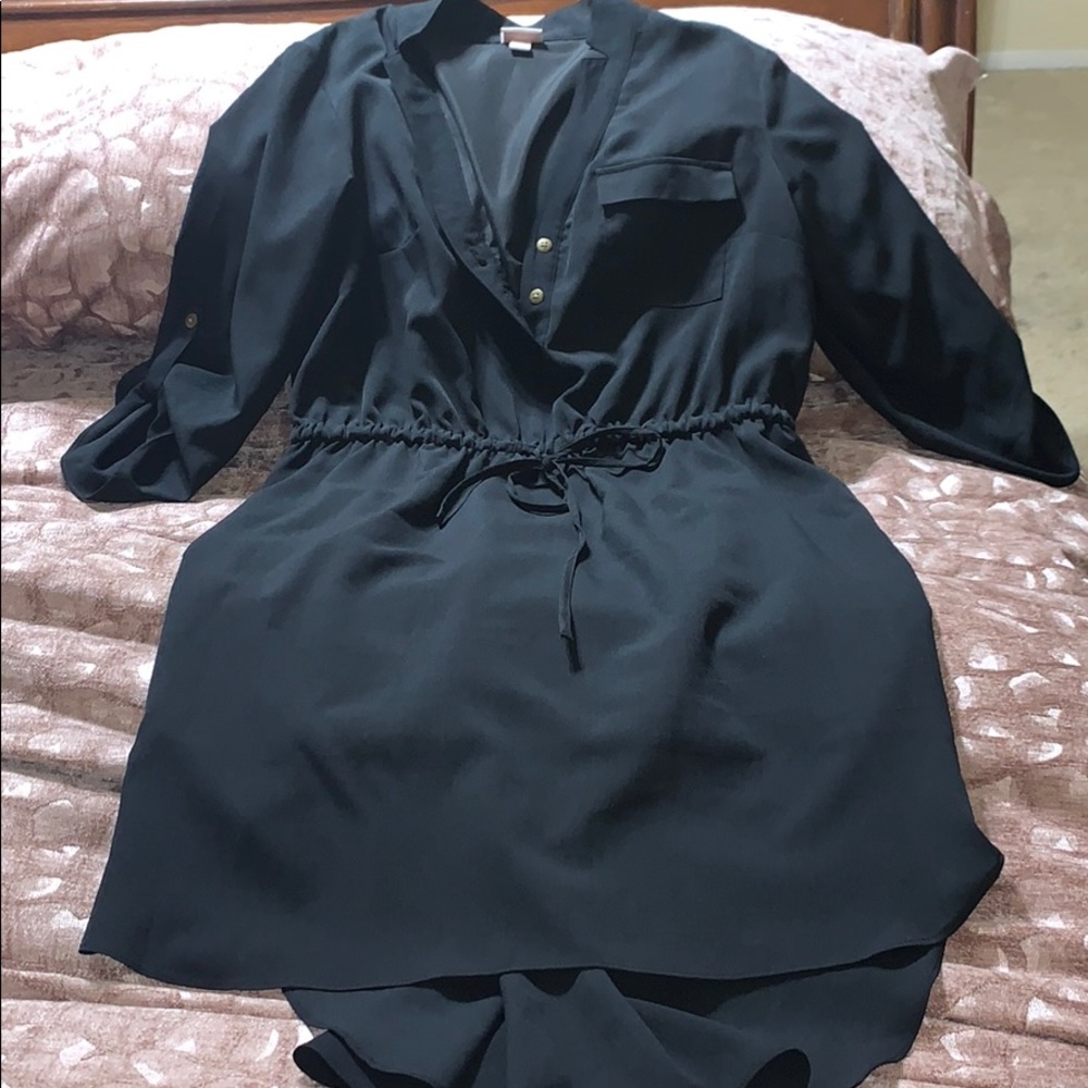 Black quarter length dress high low back